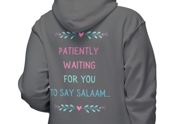 hijabi hoodie sweatshirt charcoal color worn by a woman back view