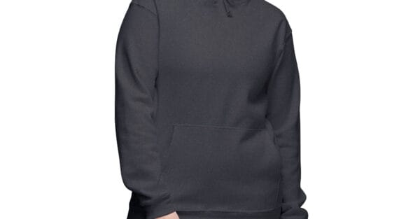 hijabi hoodie sweatshirt in charcoal heather color worn by a woman
