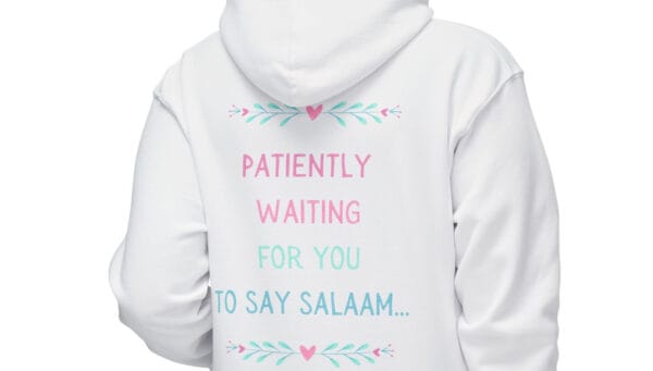 hijabi hoodie sweatshirt worn by a woman in white color